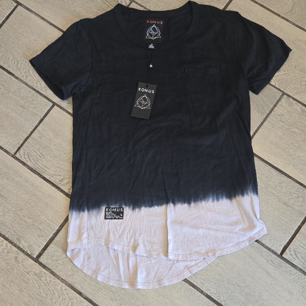 KONUS Mens Small Black Tie Dye Pocket Tee Shirt Made in‎ USA